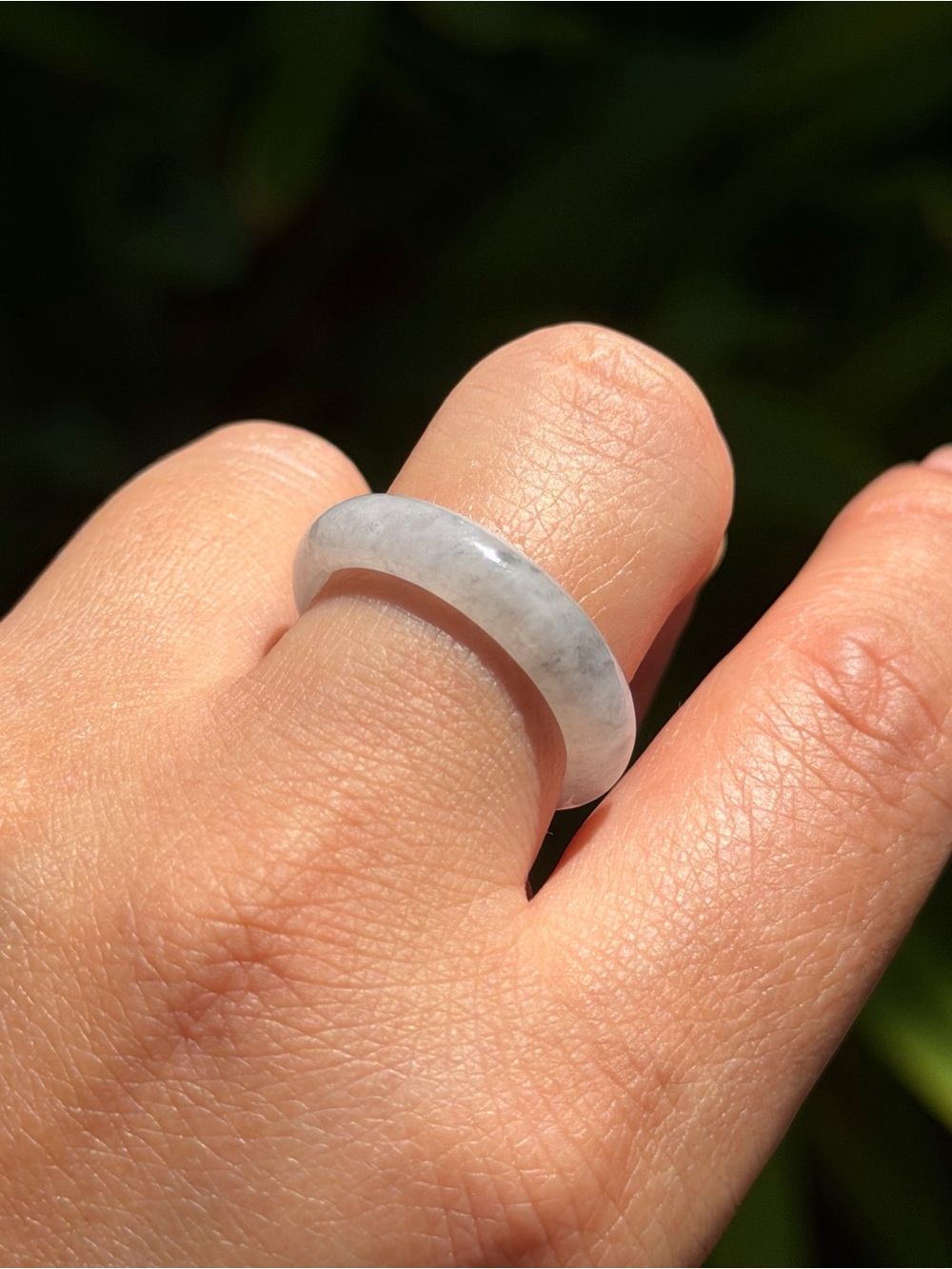 SIZE 9 Natural Gray White Jade Ring 2559 - Picture 6 of 7